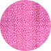 Round Machine Washable Abstract Pink Modern Rug, wshabs5157pnk