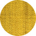 Round Abstract Yellow Modern Rug, abs5157yw