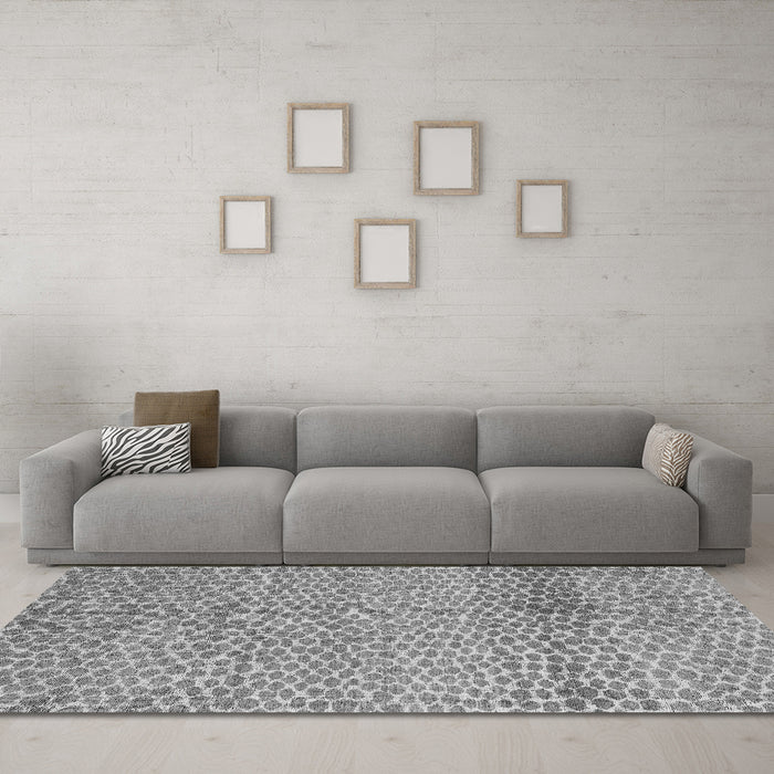 Machine Washable Abstract Gray Modern Rug in a Living Room,, wshabs5157gry