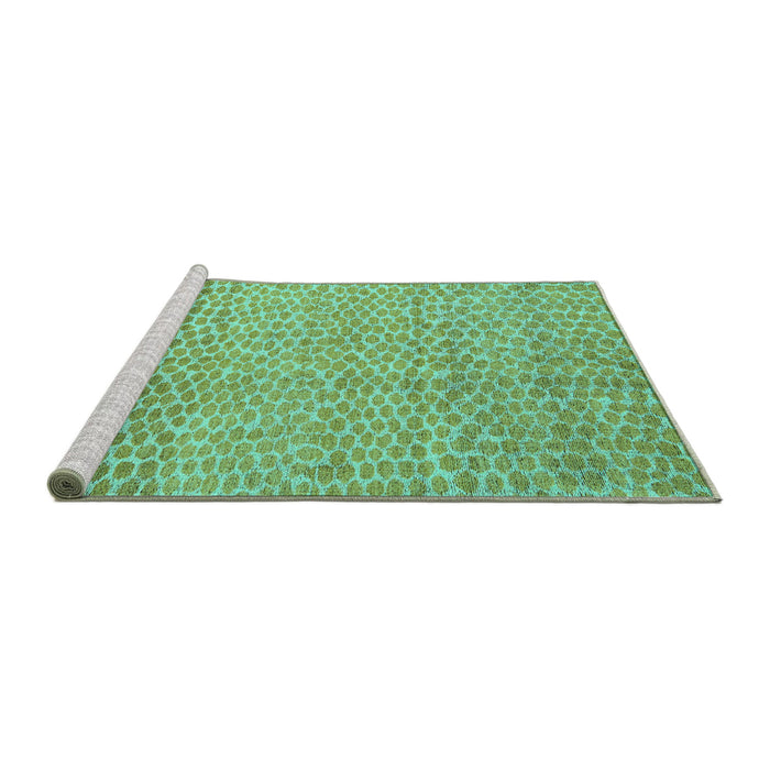 Sideview of Machine Washable Abstract Turquoise Modern Area Rugs, wshabs5157turq