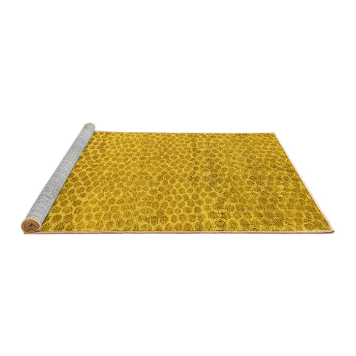 Sideview of Machine Washable Abstract Yellow Modern Rug, wshabs5157yw