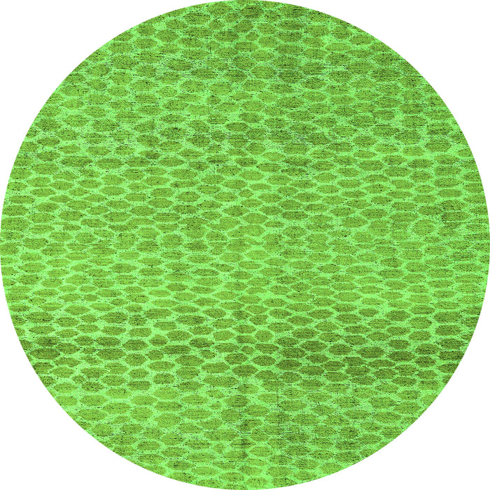 Round Machine Washable Abstract Green Modern Area Rugs, wshabs5157grn