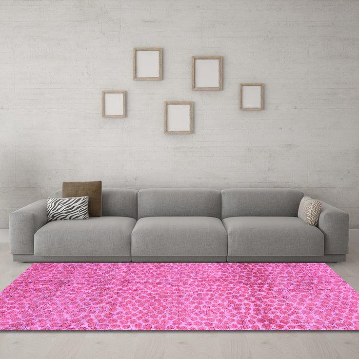 Machine Washable Abstract Pink Modern Rug in a Living Room, wshabs5157pnk