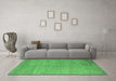 Machine Washable Abstract Emerald Green Modern Area Rugs in a Living Room,, wshabs5158emgrn