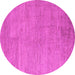 Round Machine Washable Abstract Pink Modern Rug, wshabs5158pnk