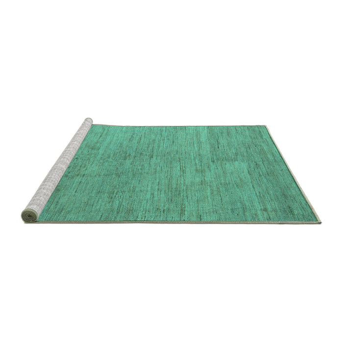 Sideview of Machine Washable Abstract Turquoise Modern Area Rugs, wshabs5158turq