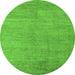 Round Machine Washable Abstract Green Modern Area Rugs, wshabs5158grn