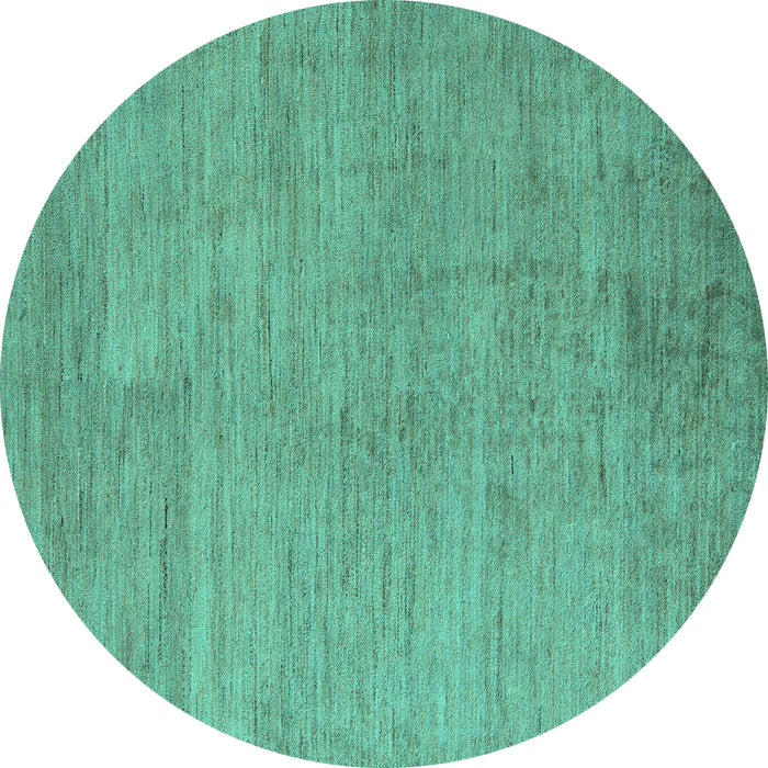 Round Machine Washable Abstract Turquoise Modern Area Rugs, wshabs5158turq