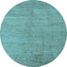 Round Abstract Light Blue Modern Rug, abs5158lblu