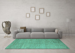 Machine Washable Abstract Turquoise Modern Area Rugs in a Living Room,, wshabs5158turq