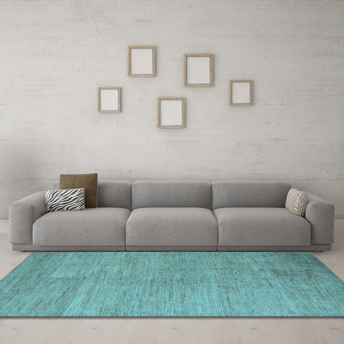 Machine Washable Abstract Light Blue Modern Rug in a Living Room, wshabs5158lblu
