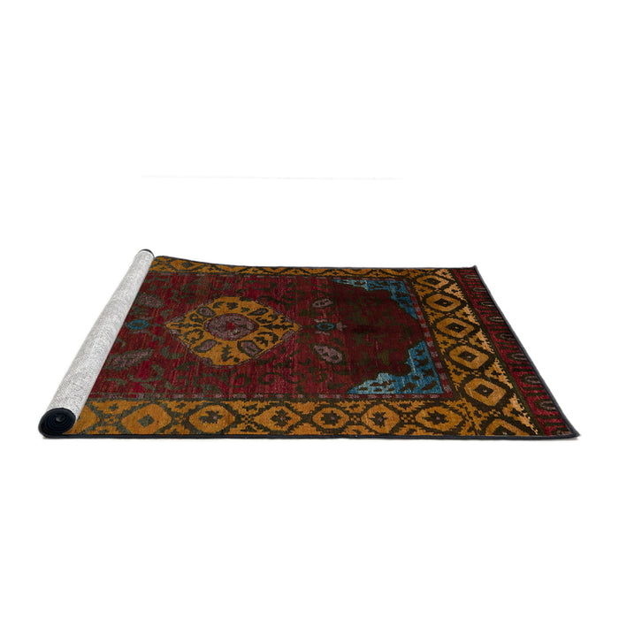 Sideview of Machine Washable Abstract Red Rug, wshabs5159