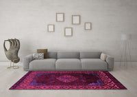 Machine Washable Abstract Pink Modern Rug, wshabs5159pnk