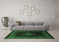 Machine Washable Abstract Emerald Green Modern Rug, wshabs5159emgrn