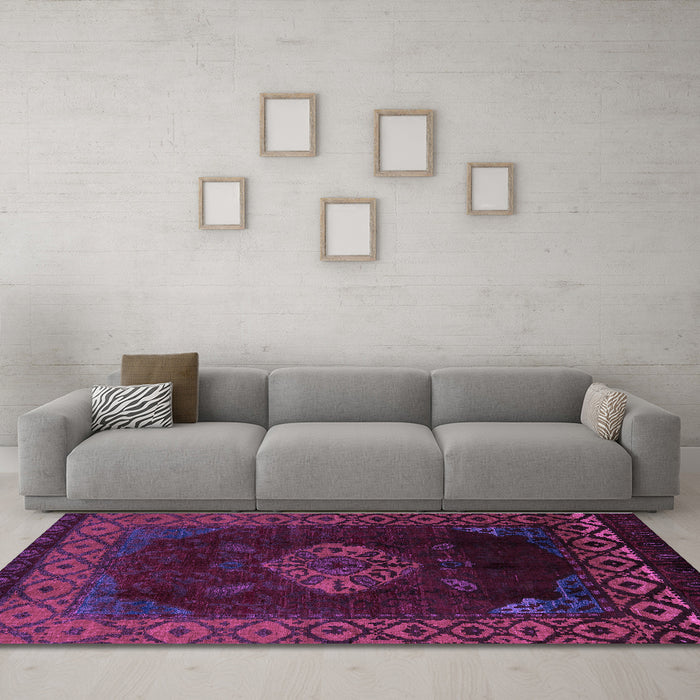 Machine Washable Abstract Purple Modern Area Rugs in a Living Room, wshabs5159pur