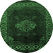 Round Abstract Emerald Green Modern Rug, abs5159emgrn