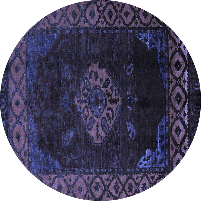 Round Machine Washable Abstract Blue Modern Rug, wshabs5159blu