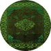 Round Machine Washable Abstract Green Modern Area Rugs, wshabs5159grn