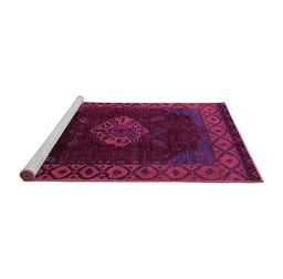 Sideview of Machine Washable Abstract Pink Modern Rug, wshabs5159pnk