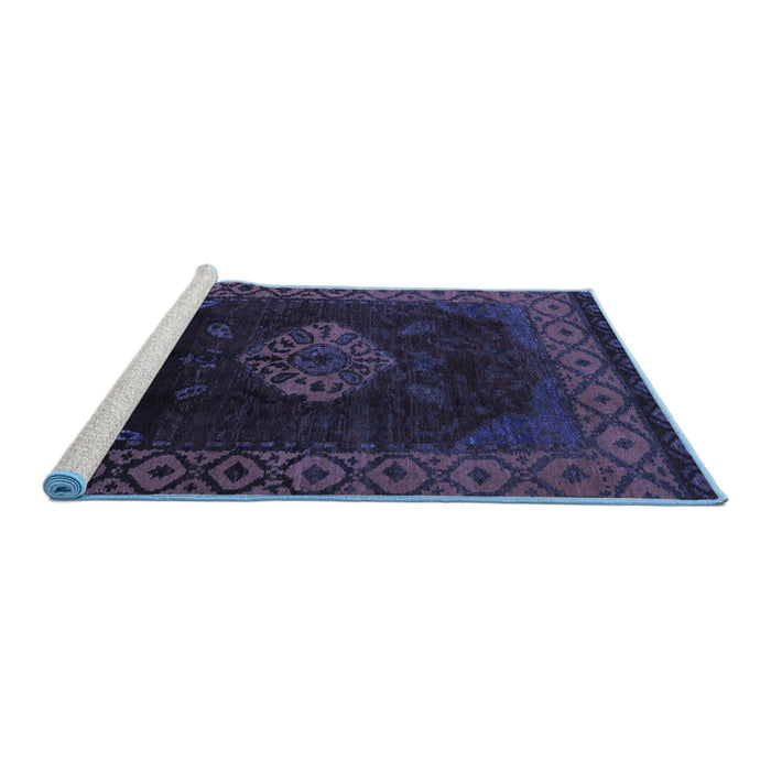 Sideview of Machine Washable Abstract Blue Modern Rug, wshabs5159blu