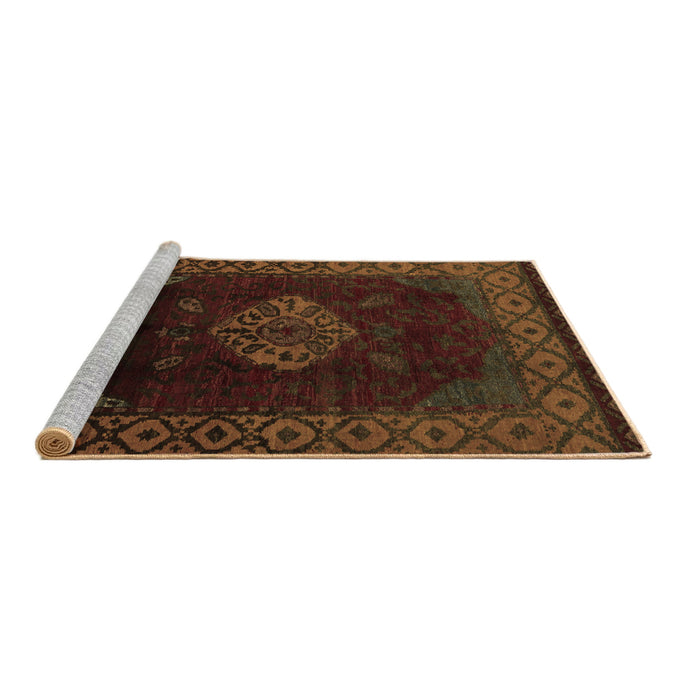 Sideview of Machine Washable Abstract Brown Modern Rug, wshabs5159brn