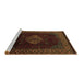 Sideview of Machine Washable Abstract Brown Modern Rug, wshabs5159brn