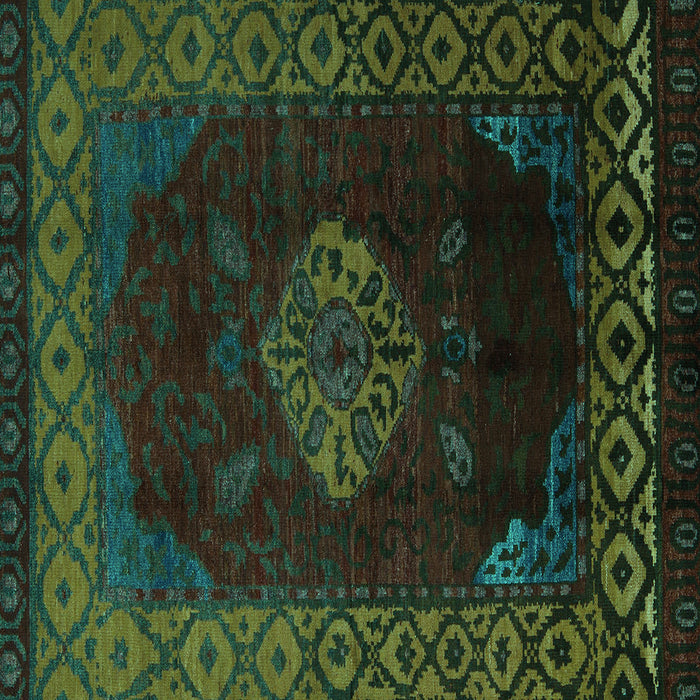 Square Machine Washable Abstract Turquoise Modern Area Rugs, wshabs5159turq