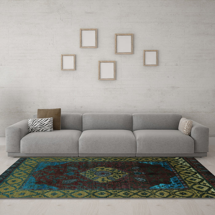 Machine Washable Abstract Light Blue Modern Rug in a Living Room, wshabs5159lblu