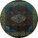 Round Abstract Light Blue Modern Rug, abs5159lblu