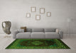 Machine Washable Abstract Green Modern Area Rugs in a Living Room,, wshabs5159grn