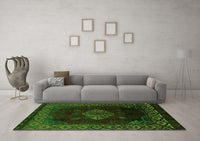 Machine Washable Abstract Green Modern Rug, wshabs5159grn