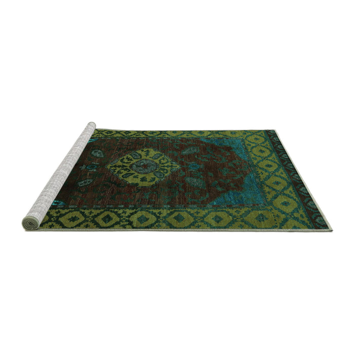 Sideview of Machine Washable Abstract Turquoise Modern Area Rugs, wshabs5159turq