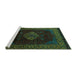 Sideview of Machine Washable Abstract Turquoise Modern Area Rugs, wshabs5159turq