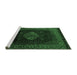 Sideview of Machine Washable Abstract Emerald Green Modern Area Rugs, wshabs5159emgrn