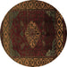 Round Abstract Brown Modern Rug, abs5159brn