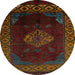 Round Machine Washable Abstract Red Rug, wshabs5159