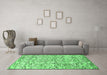 Machine Washable Abstract Emerald Green Modern Area Rugs in a Living Room,, wshabs515emgrn