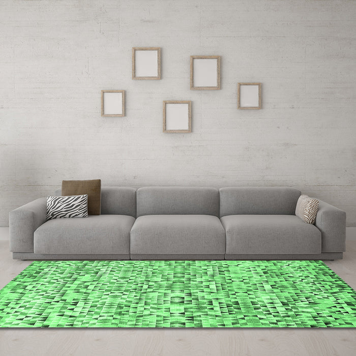Machine Washable Abstract Emerald Green Modern Area Rugs in a Living Room,, wshabs515emgrn