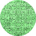 Round Abstract Emerald Green Modern Rug, abs515emgrn