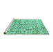 Sideview of Machine Washable Abstract Turquoise Modern Area Rugs, wshabs515turq