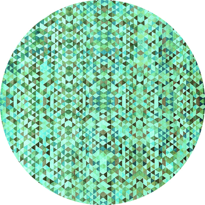 Round Abstract Turquoise Modern Rug, abs515turq