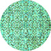 Round Abstract Turquoise Modern Rug, abs515turq