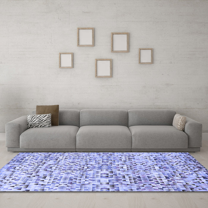 Machine Washable Abstract Blue Modern Rug in a Living Room, wshabs515blu