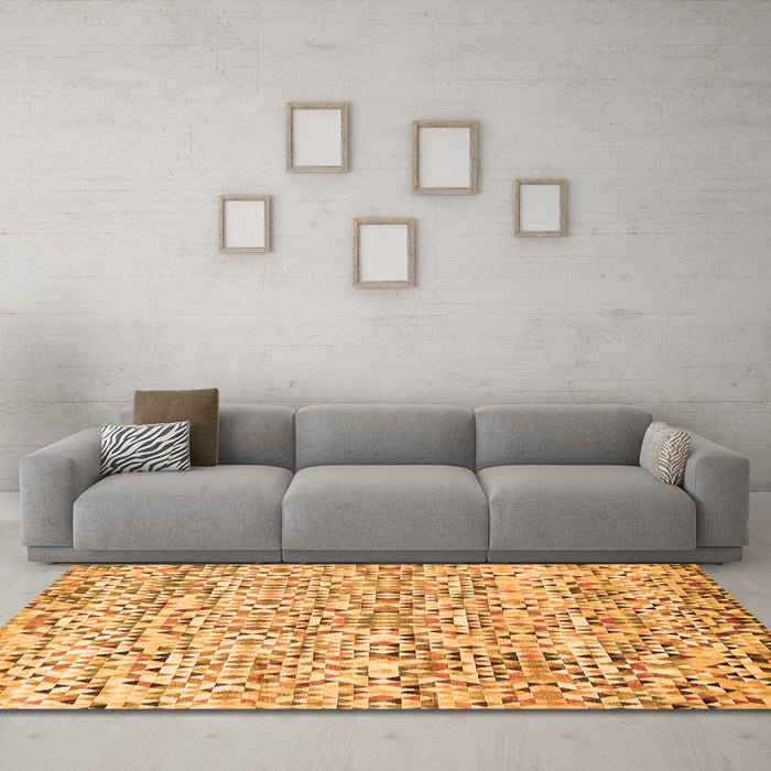 Machine Washable Abstract Orange Modern Area Rugs in a Living Room, wshabs515org