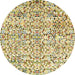 Round Machine Washable Abstract Brown Gold Rug, wshabs515