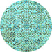 Round Machine Washable Abstract Light Blue Modern Rug, wshabs515lblu