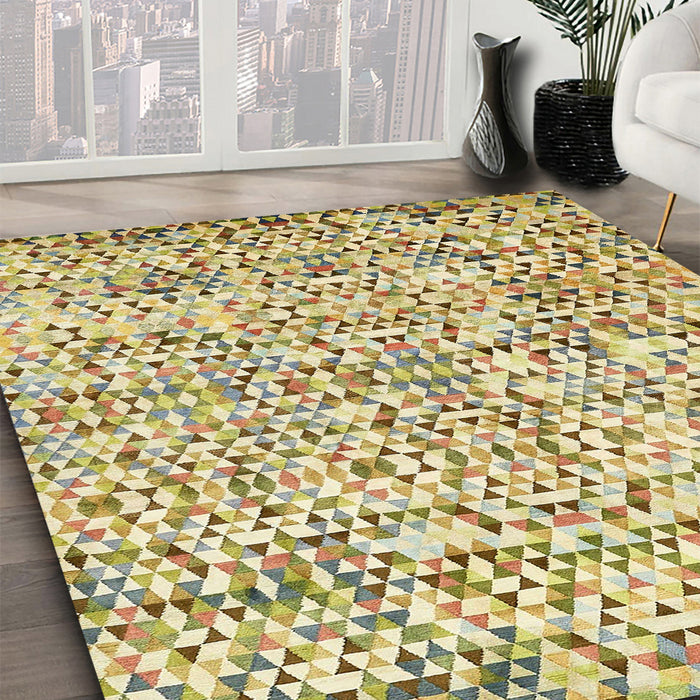 Machine Washable Abstract Brown Gold Rug in a Family Room, wshabs515