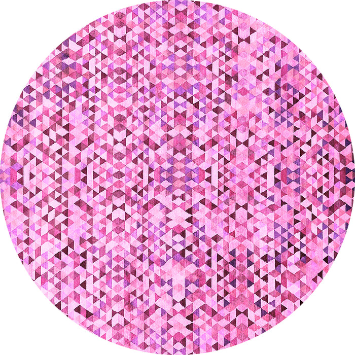 Round Machine Washable Abstract Pink Modern Rug, wshabs515pnk