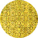 Round Abstract Yellow Modern Rug, abs515yw