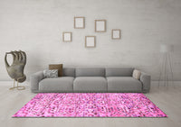 Machine Washable Abstract Pink Modern Rug, wshabs515pnk